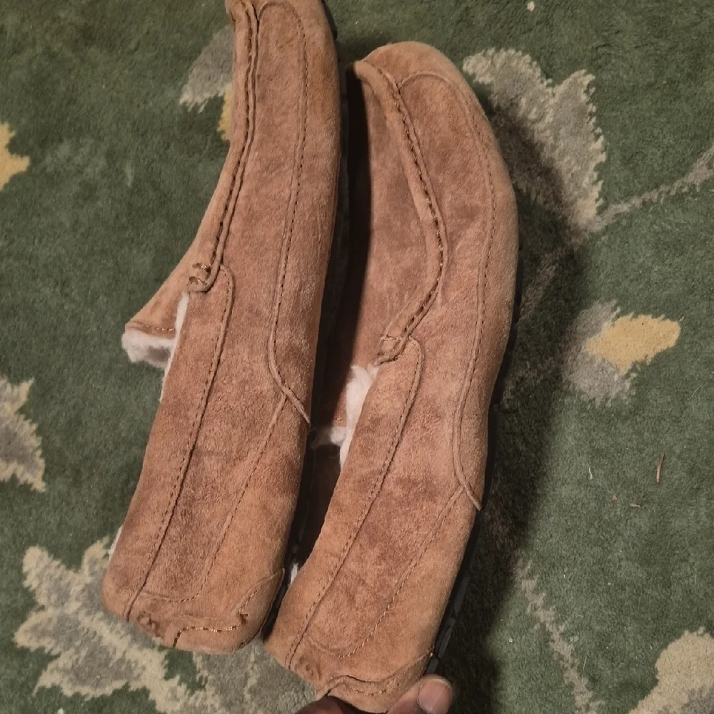 UGG Tan Suede Slippers with Plush Lining